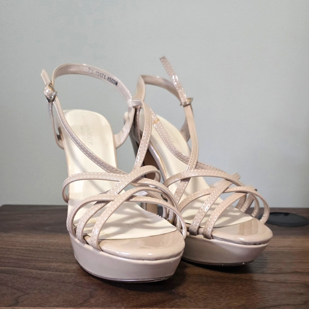 BENJAMIN WALK Beige Strappy Women's Pageant Heels